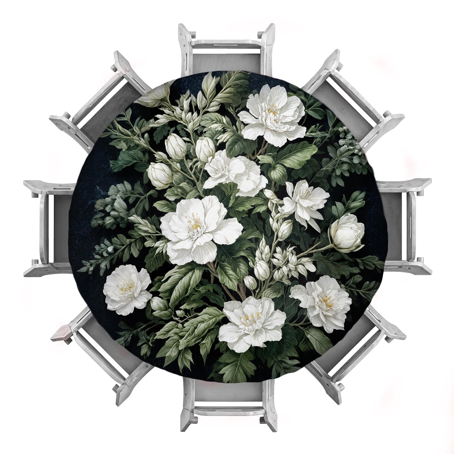 Perfect White Rose 2,3m Round Tablecloth