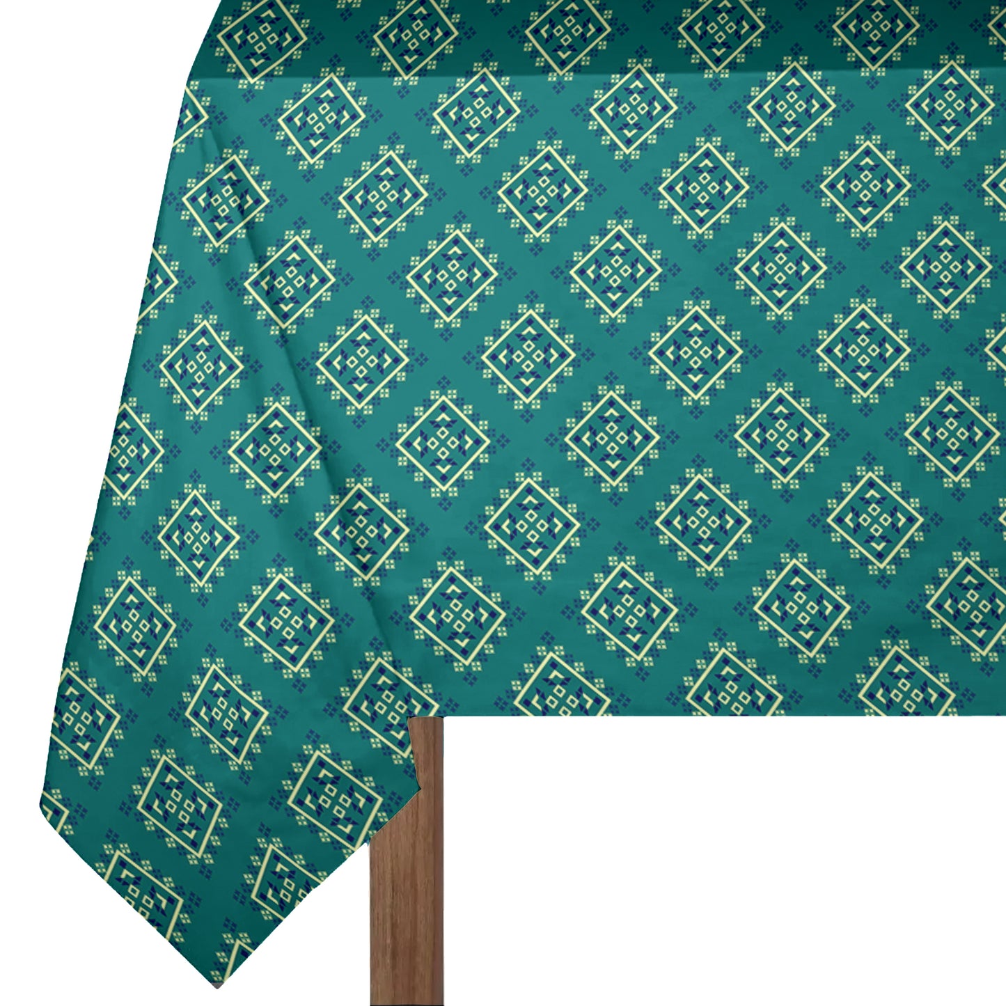 Peruvian Motiv on Green 3m Rectangle Tablecloth