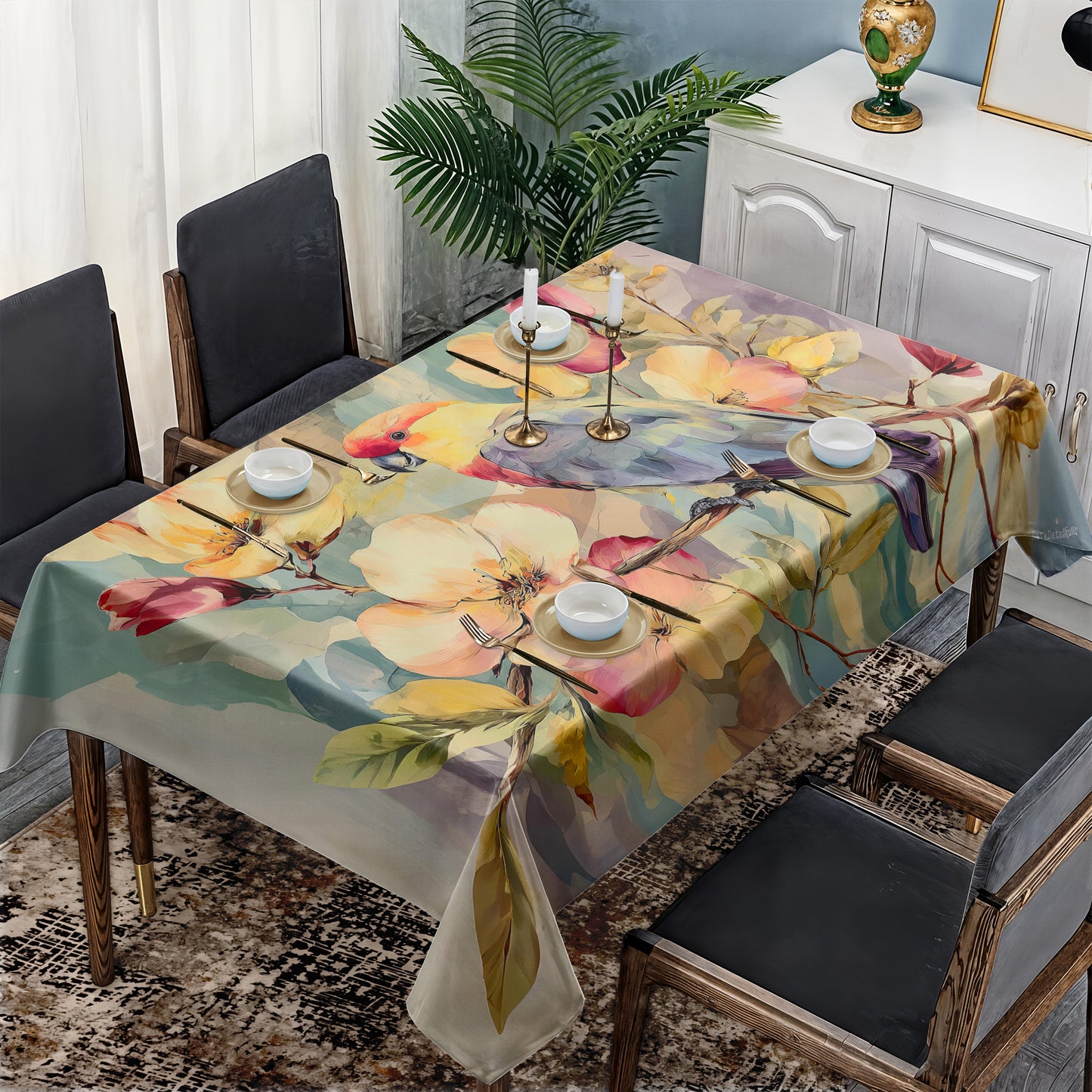 Petal Percher Rectangle Tablecloth by Wikus Schalkwyk