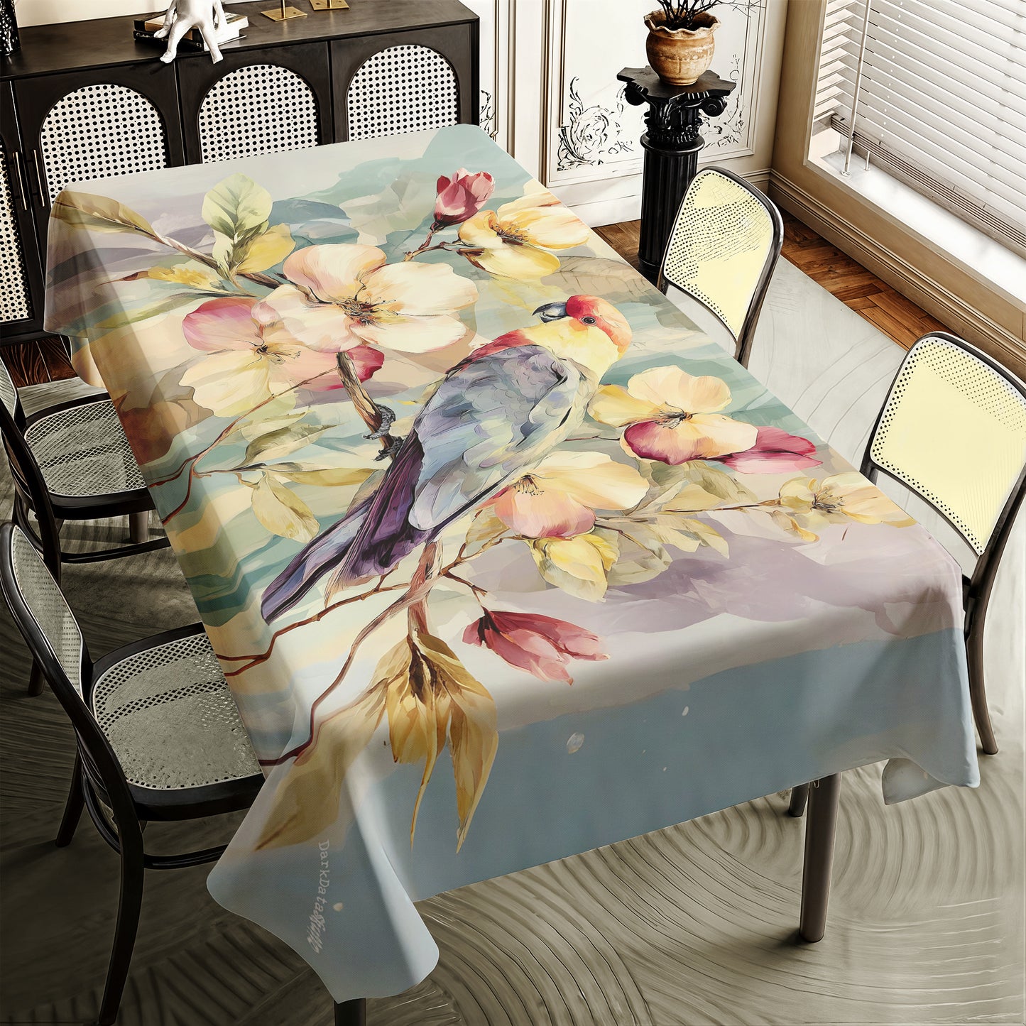 Petal Percher Rectangle Tablecloth by Wikus Schalkwyk