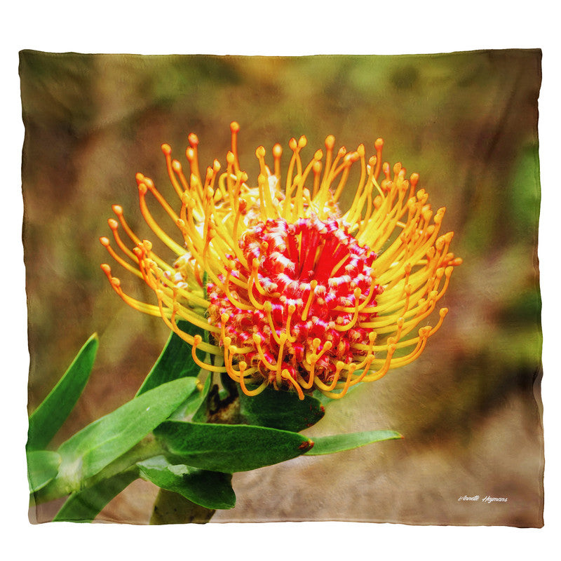 Pincushion Protea Light Weight Fleece Blanket by Annette Heymans
