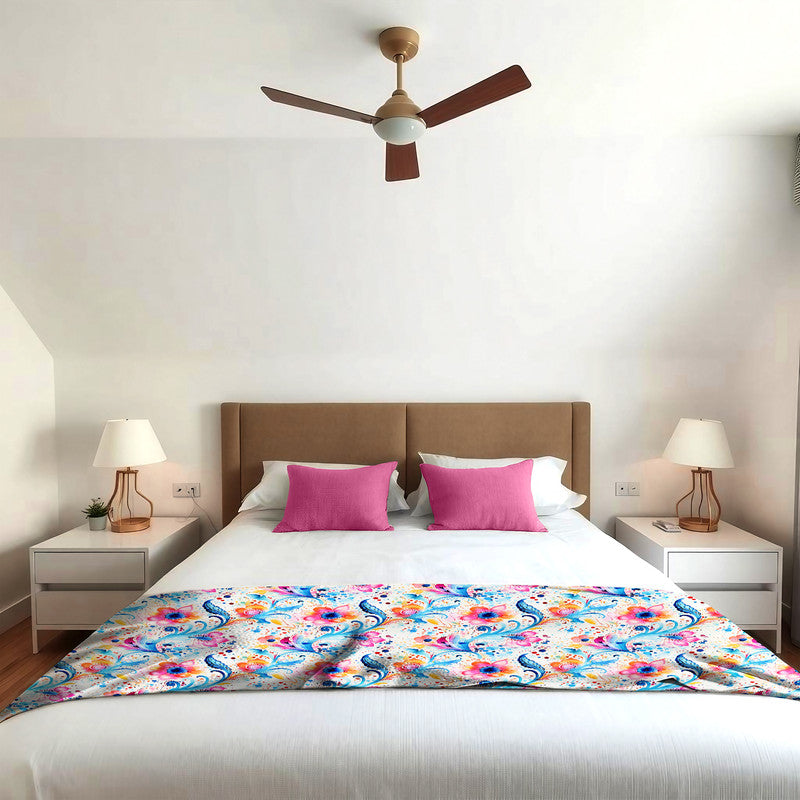 Pink And Blue Light Bed Throw