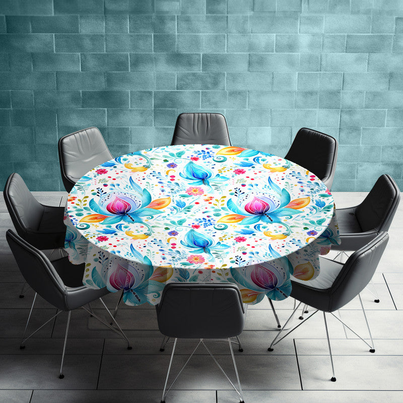 Pink Blooms Round Tablecloth