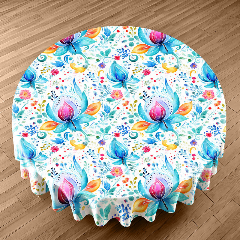 Pink Blooms Round Tablecloth