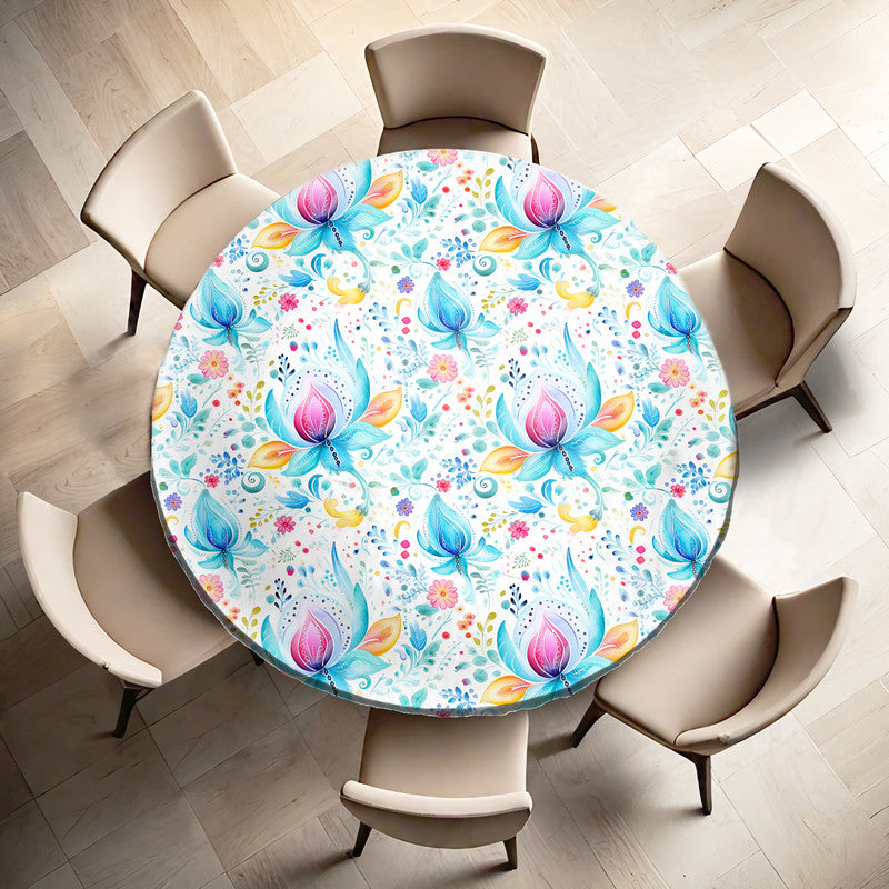 Pink Blooms Round Tablecloth