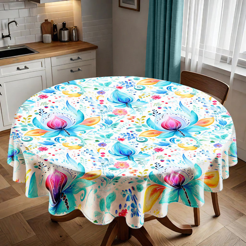 Pink Blooms Round Tablecloth