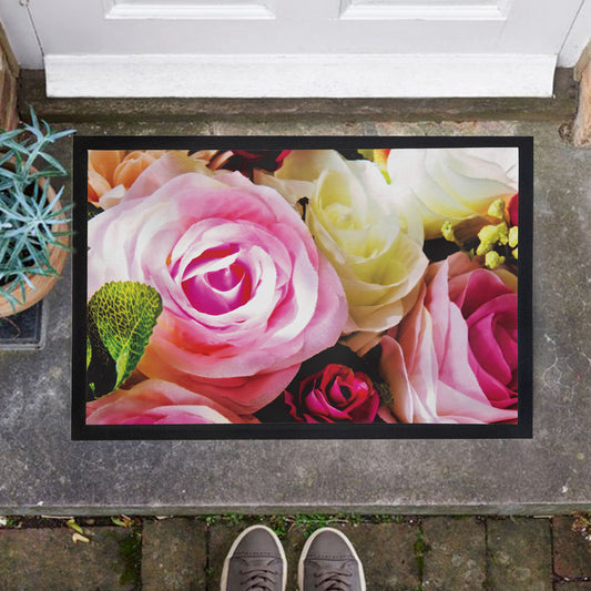 Pink Floral Door Mat