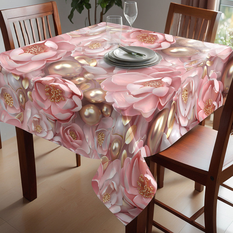 Pink Floral Square Tablecloth