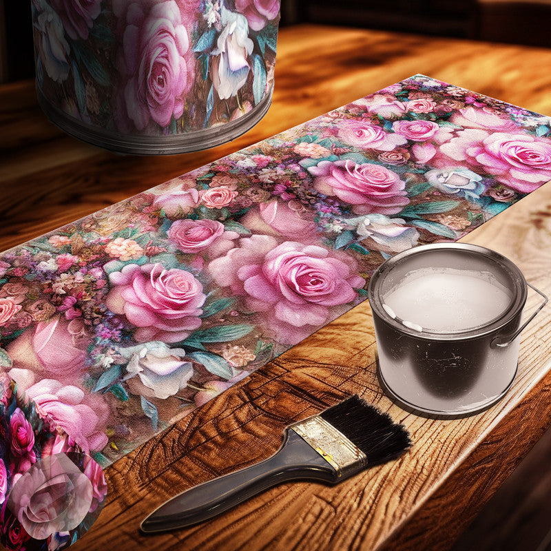 Pink Roses Against the Wall Drum Decoupage