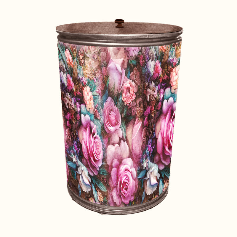 Pink Roses Against the Wall Drum Decoupage
