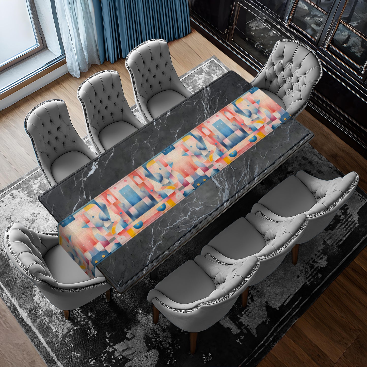 Pink Abstract Shapes Table Runner