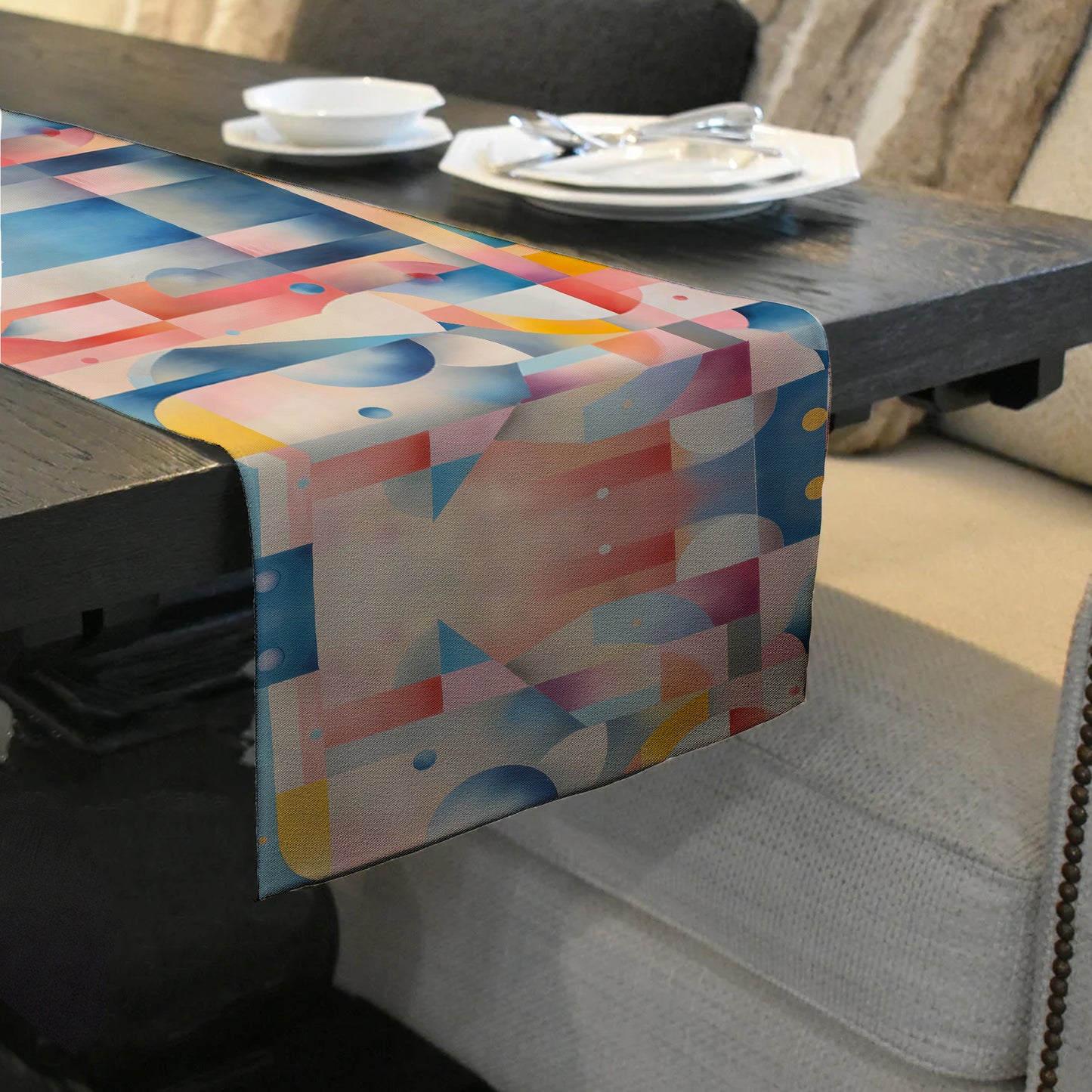 Pink Abstract Shapes Table Runner