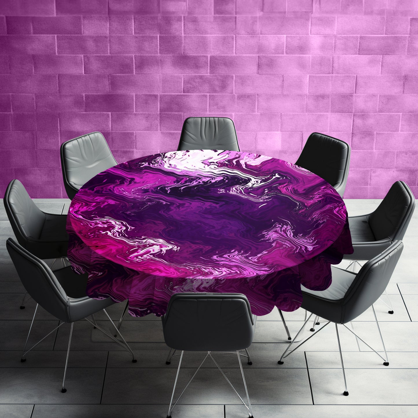 Pink And Purple Cross Round Tablecloth