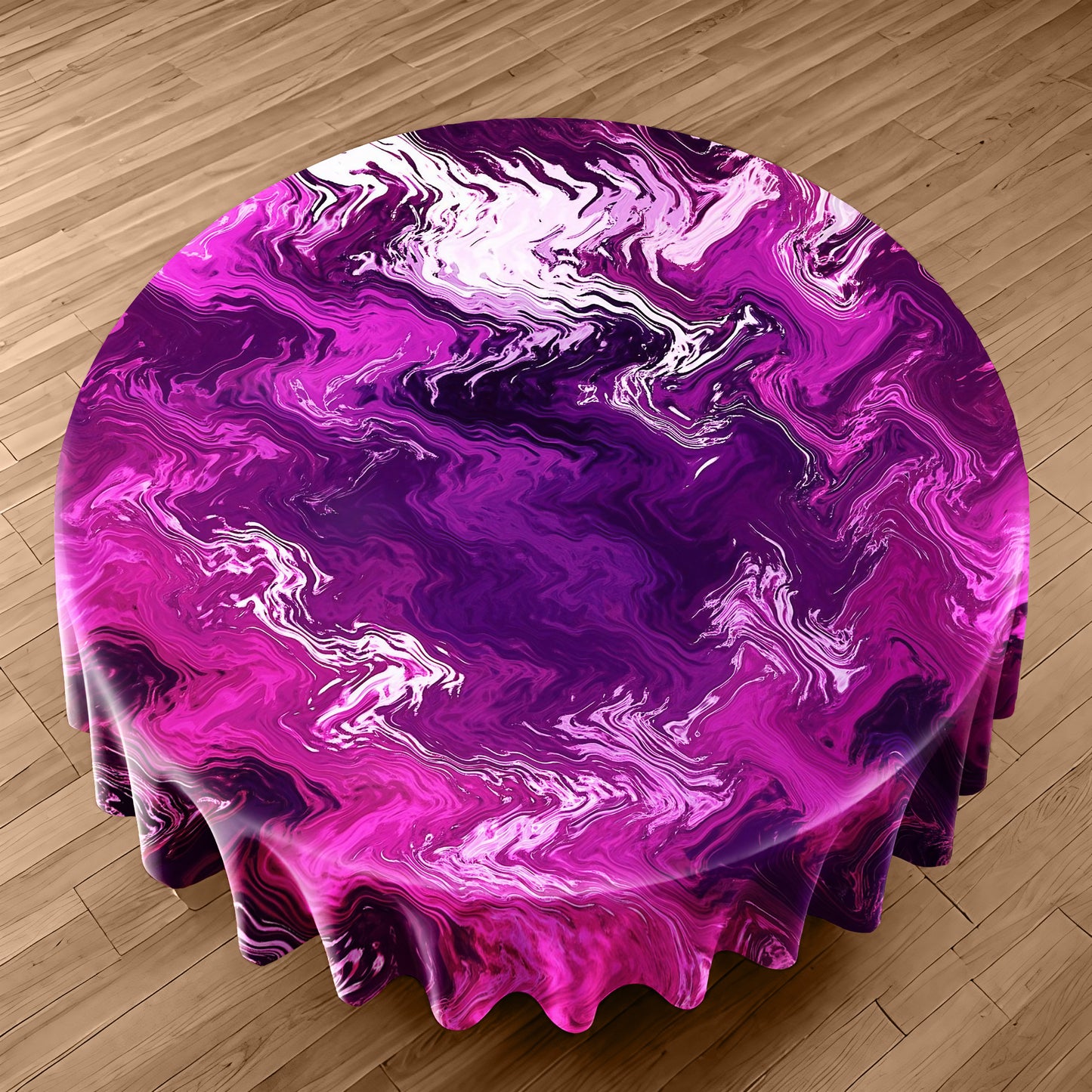 Pink And Purple Cross Round Tablecloth