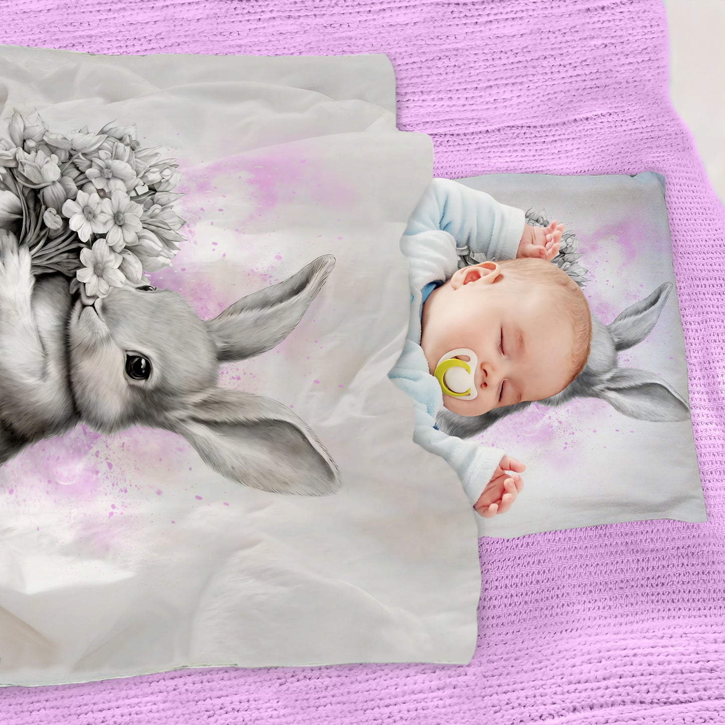 Pink Baby Bunny Cot Duvet Set By Nathan Pieterse