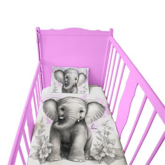Pink Baby Elephant By Nathan Pieterse Cot Duvet Set