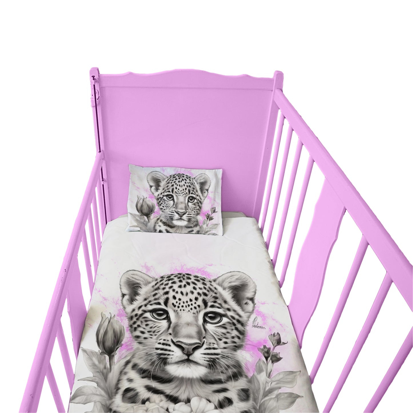 Pink Baby Leopard By Nathan Pieterse Cot Duvet Set