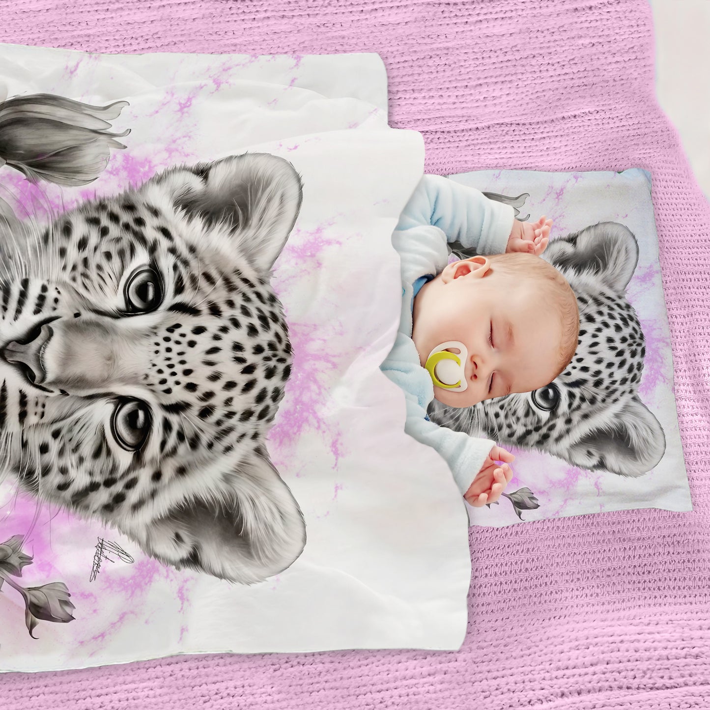 Pink Baby Leopard By Nathan Pieterse Cot Duvet Set