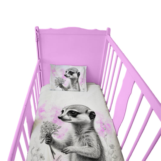 Pink Baby Meerkat By Nathan Pieterse Cot Duvet Set