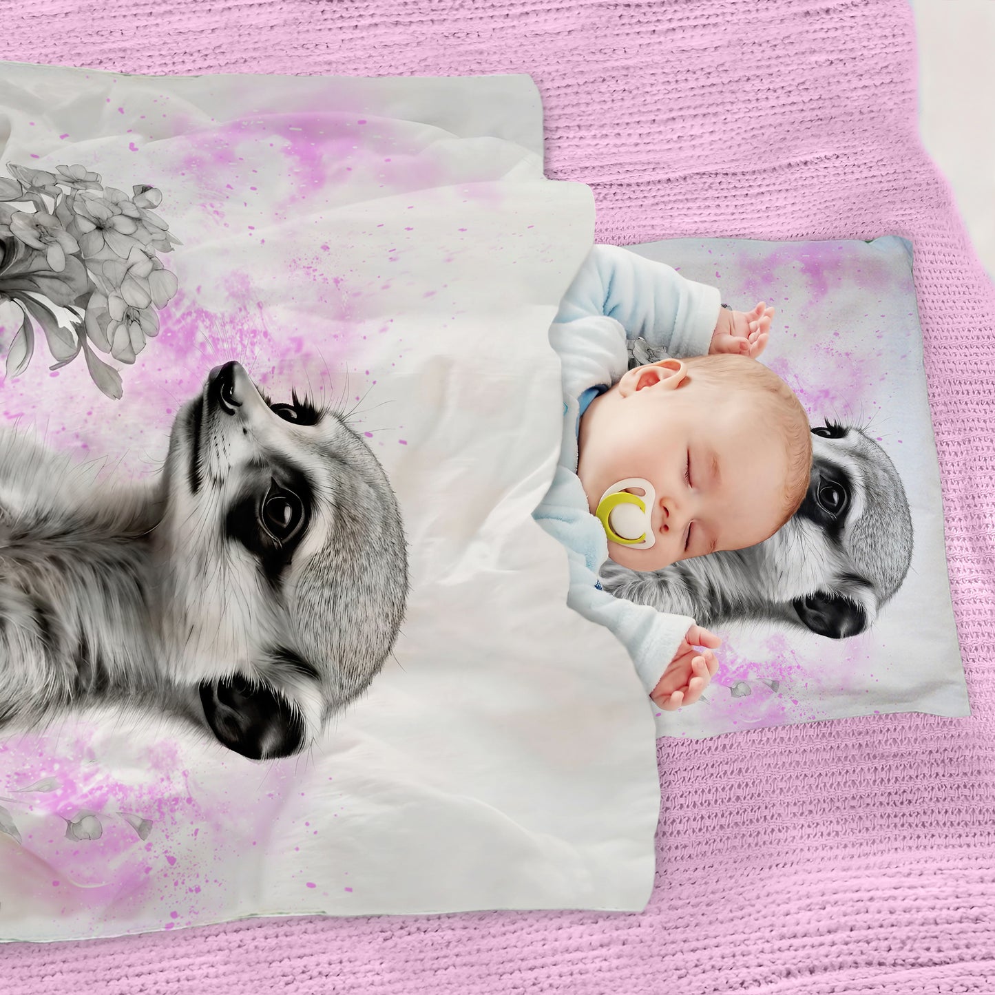 Pink Baby Meerkat By Nathan Pieterse Cot Duvet Set