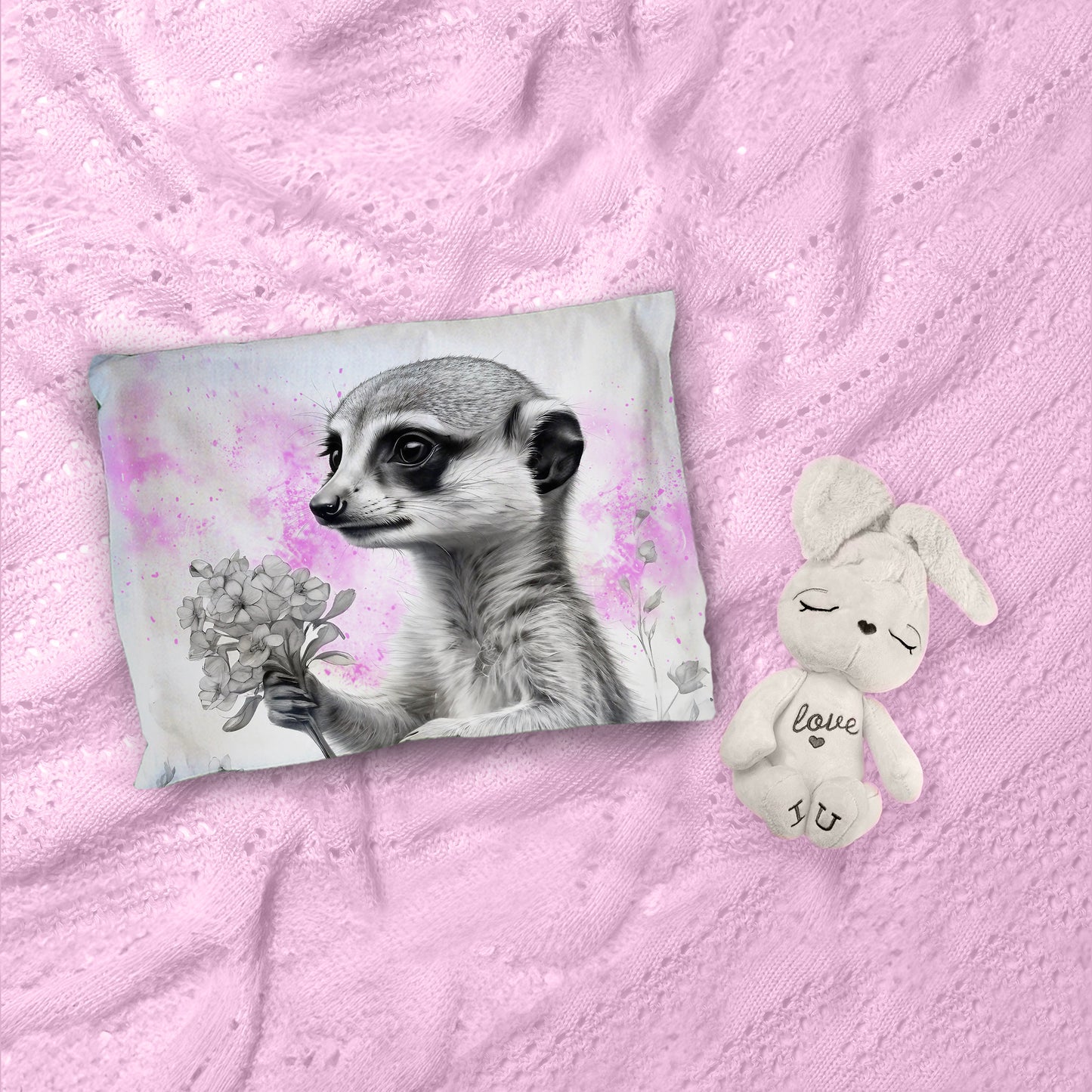 Pink Baby Meerkat By Nathan Pieterse Cot Duvet Set