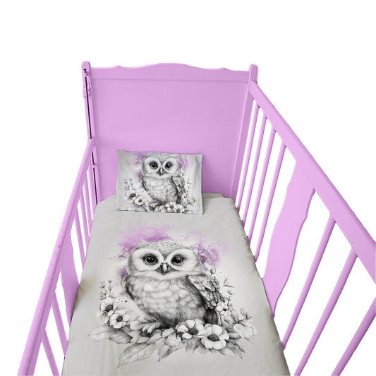 Pink Baby Owl Cot Duvet Set By Nathan Pieterse