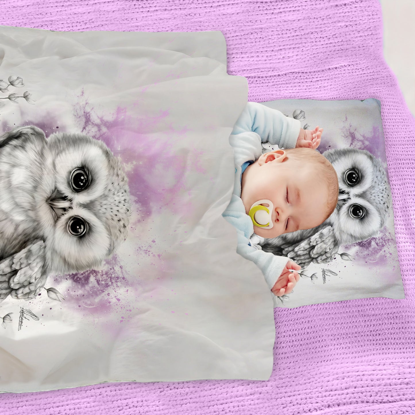 Pink Baby Owl Cot Duvet Set By Nathan Pieterse