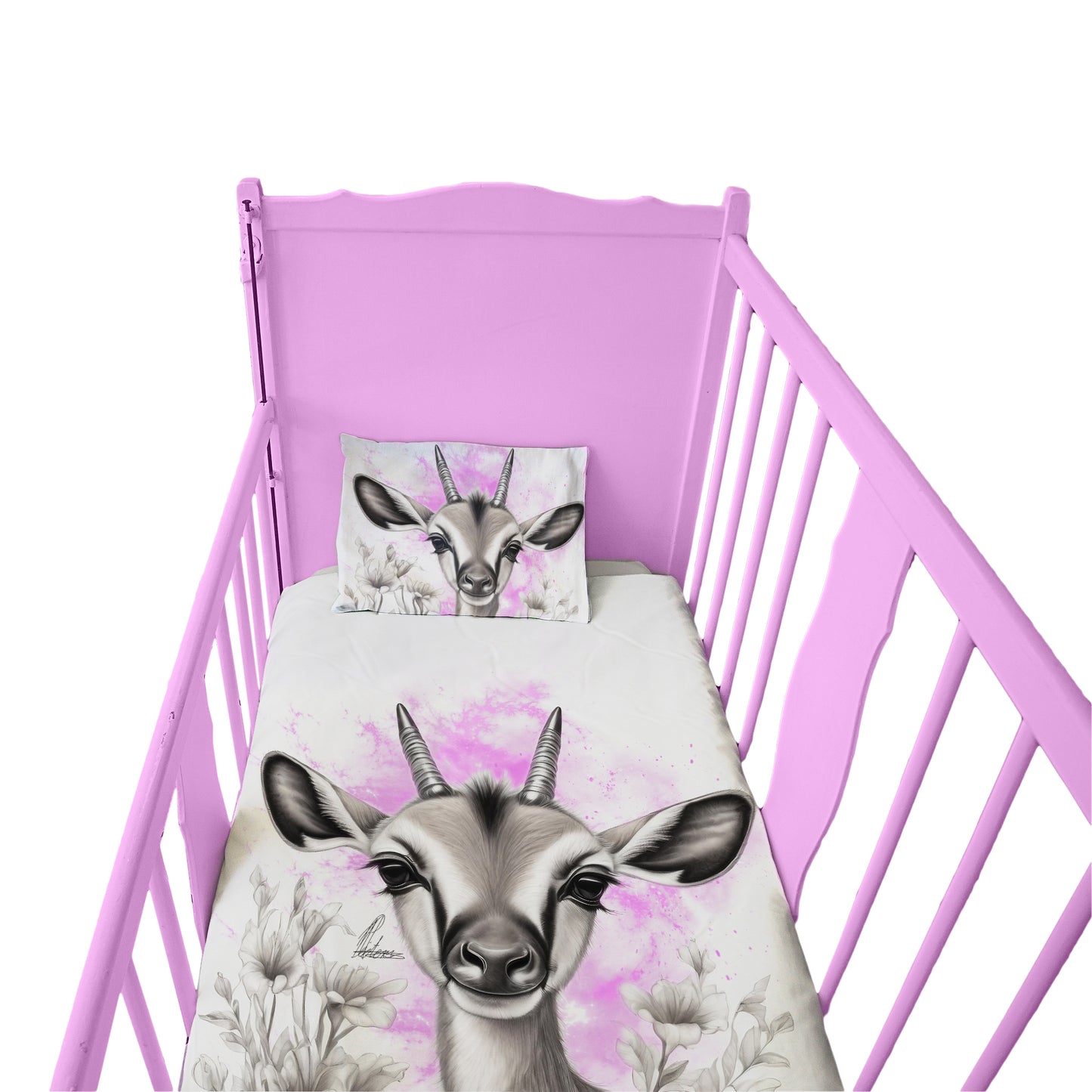 Pink Baby Springbok By Nathan Pieterse Cot Duvet Set