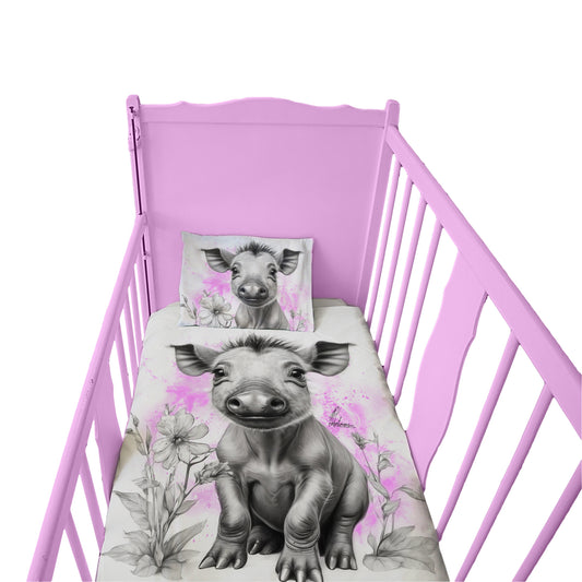 Pink Baby Warthog By Nathan Pieterse Cot Duvet Set