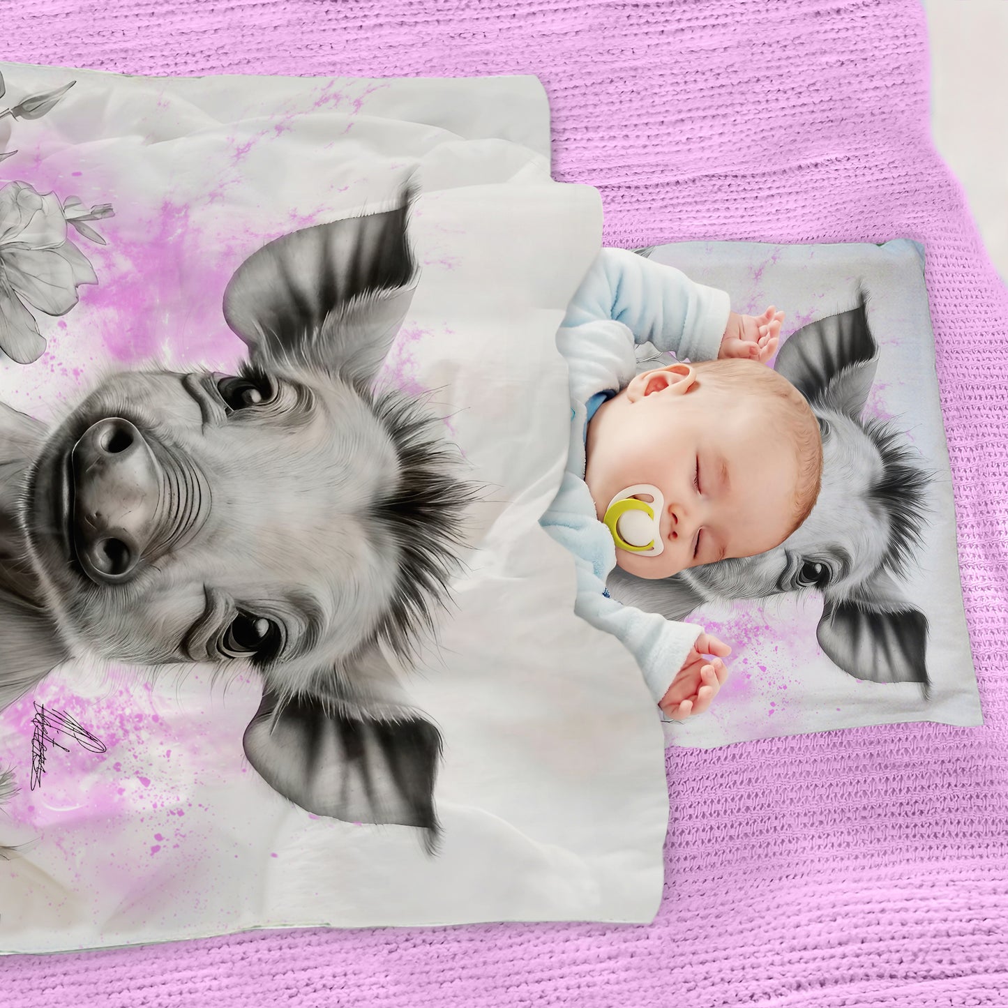 Pink Baby Warthog By Nathan Pieterse Cot Duvet Set