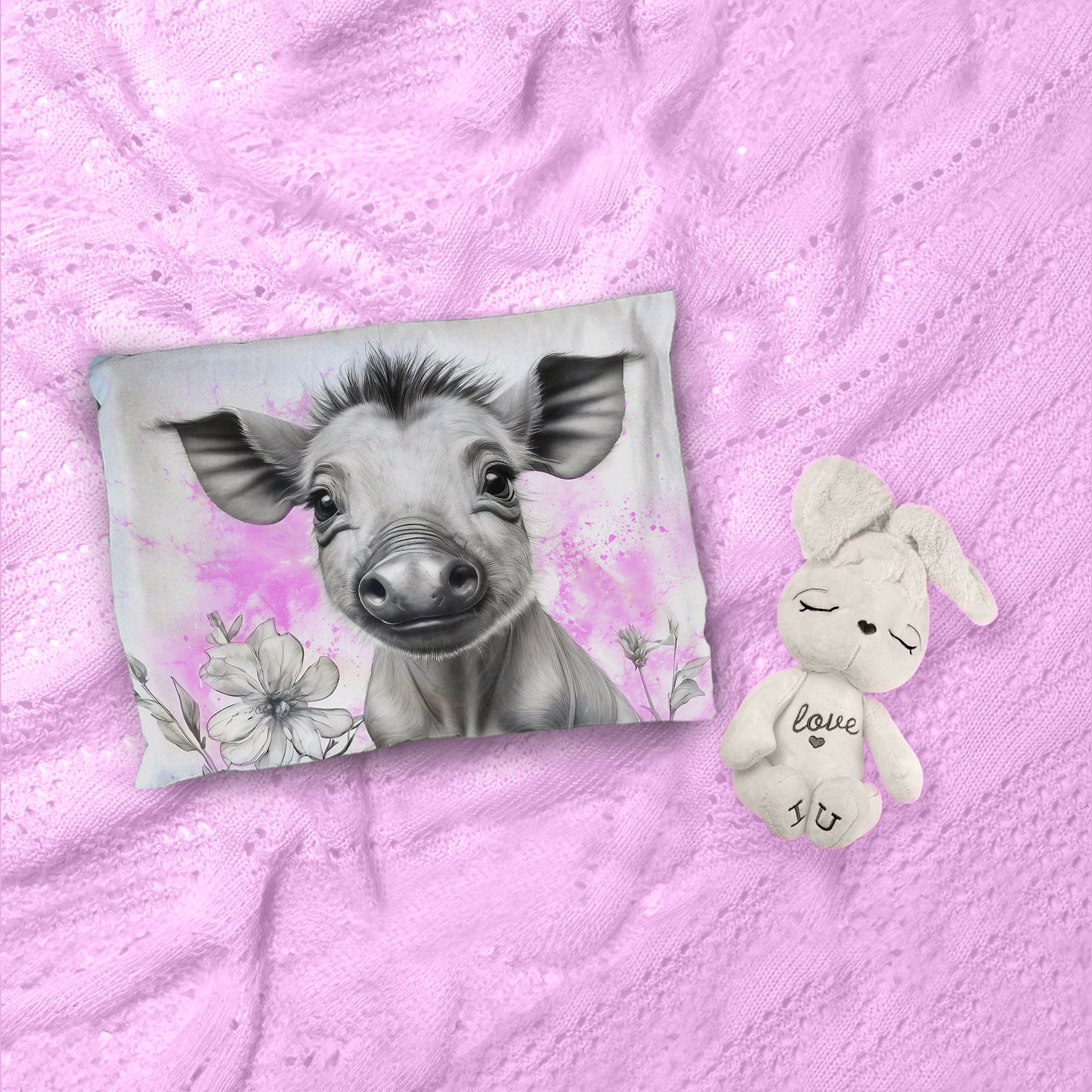 Pink Baby Warthog By Nathan Pieterse Cot Duvet Set