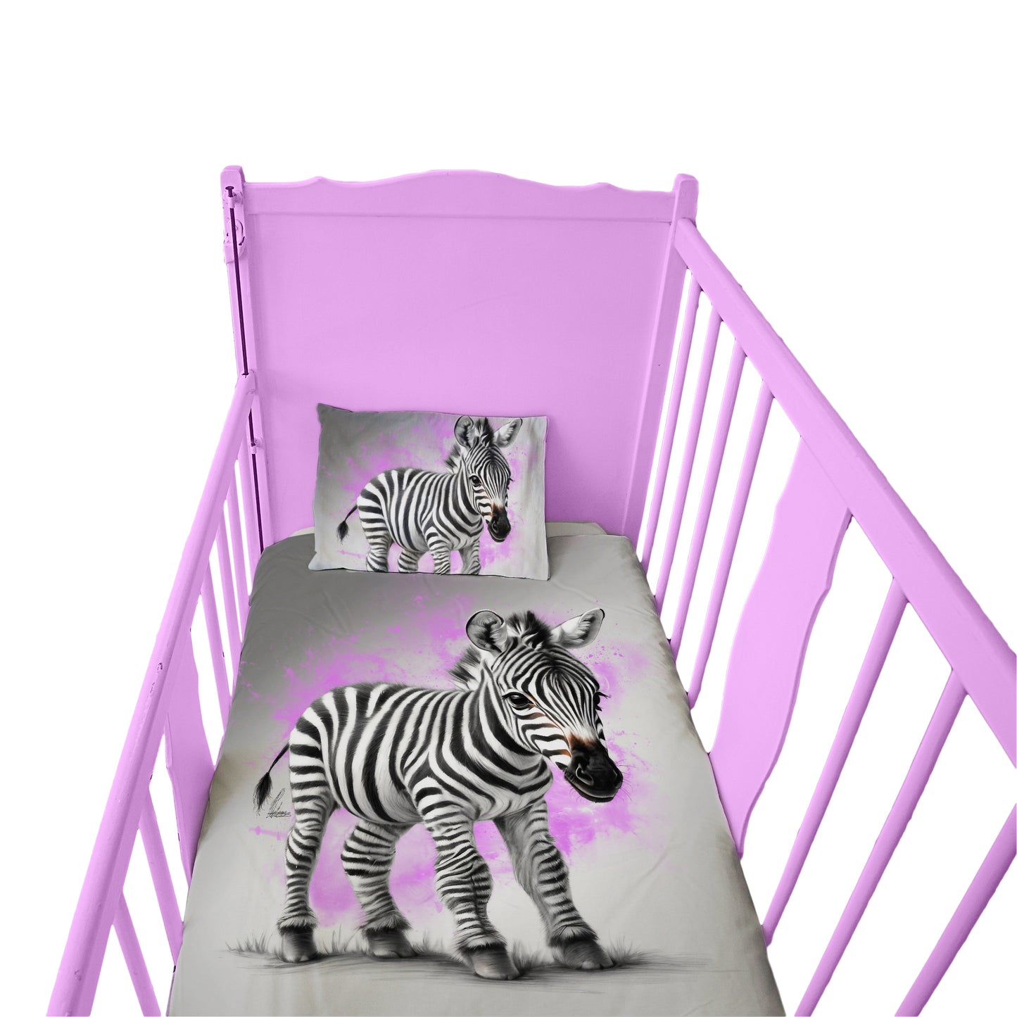 Pink Baby Zebra By Nathan Pieterse Cot Duvet Set