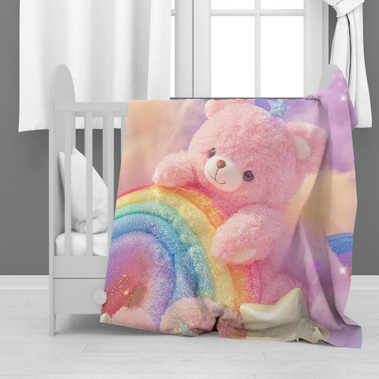 Pink Bear Hugs Minky Blanket
