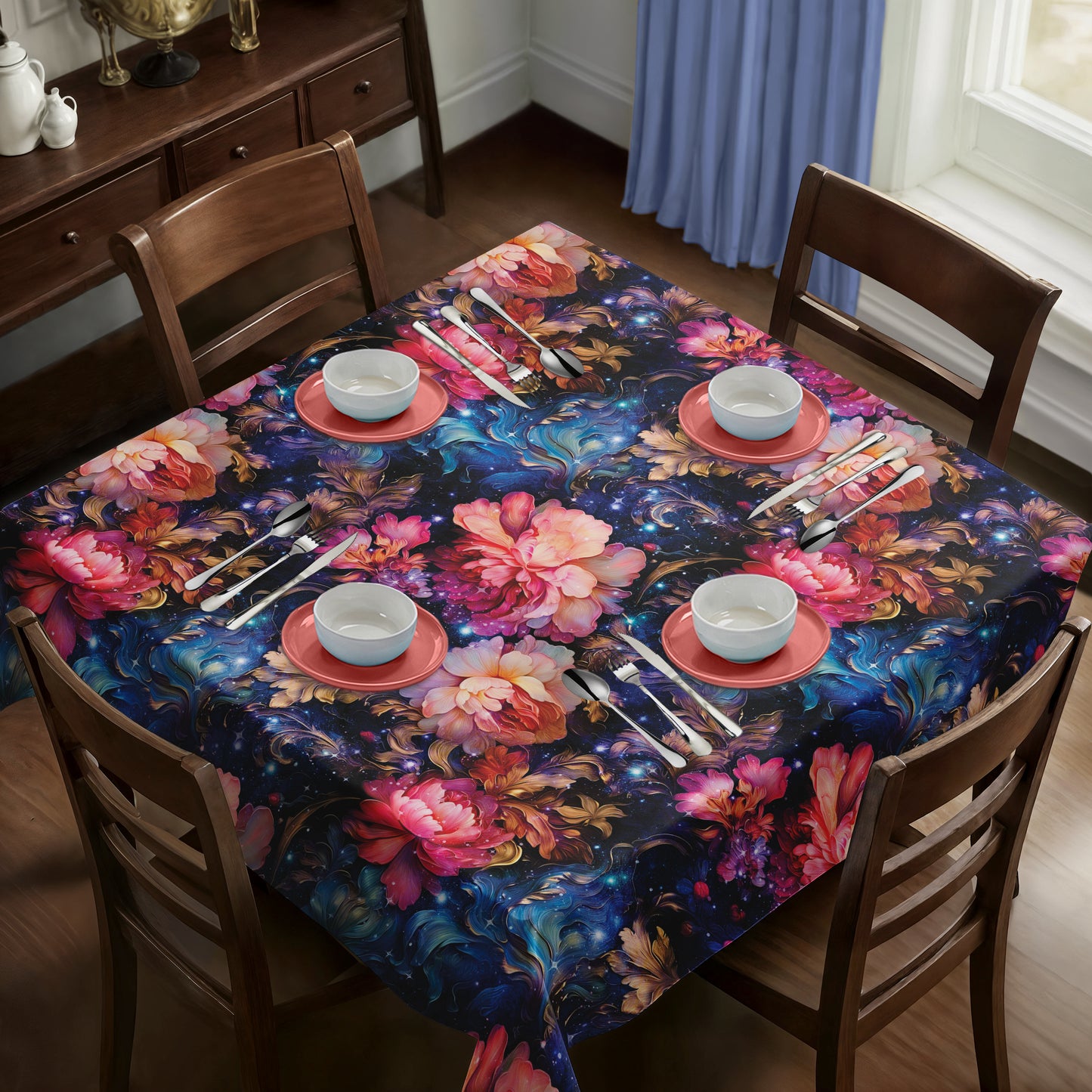 Pink Buds Square Tablecloth