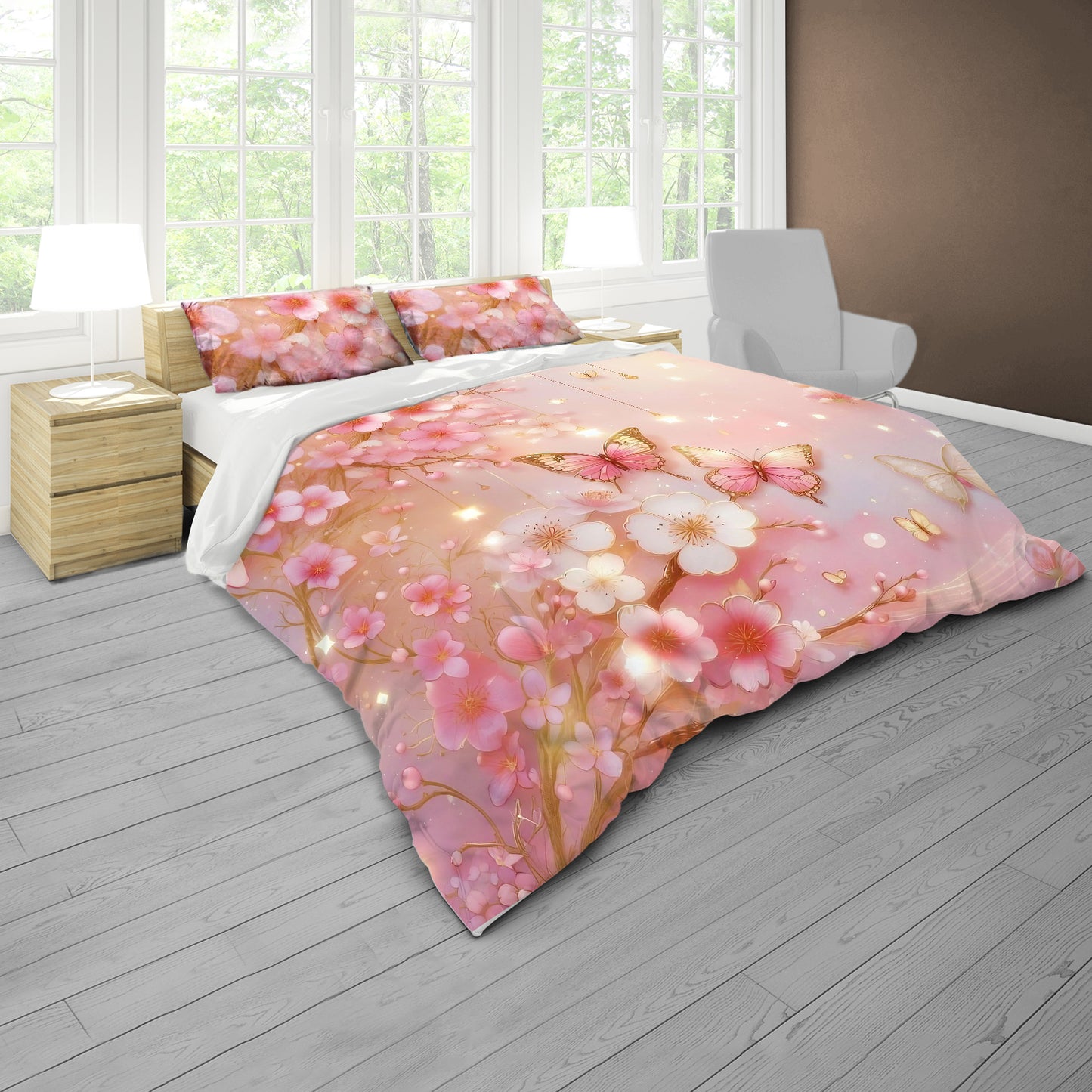 Pink Butterfly Harmony Duvet Cover Set