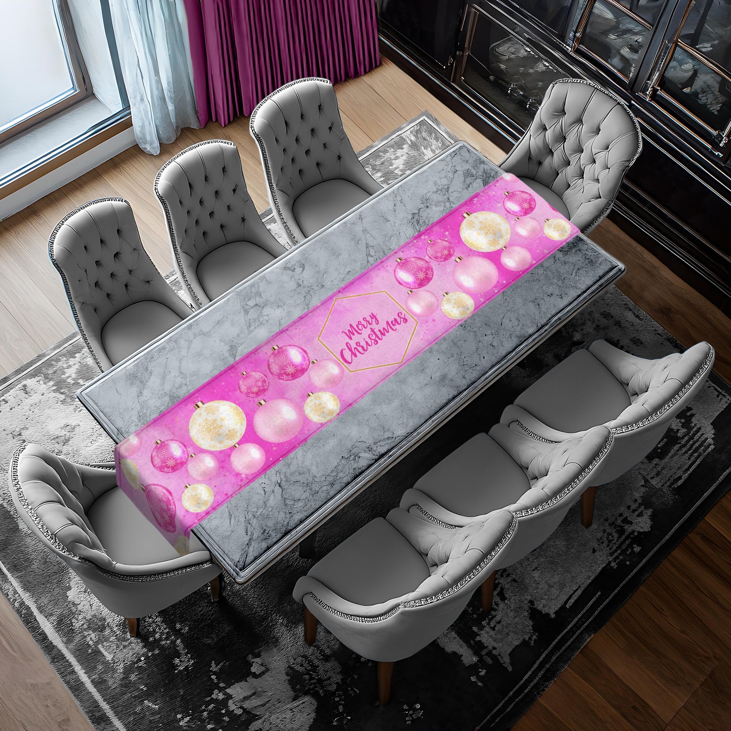 Pink Christmas Table Runner