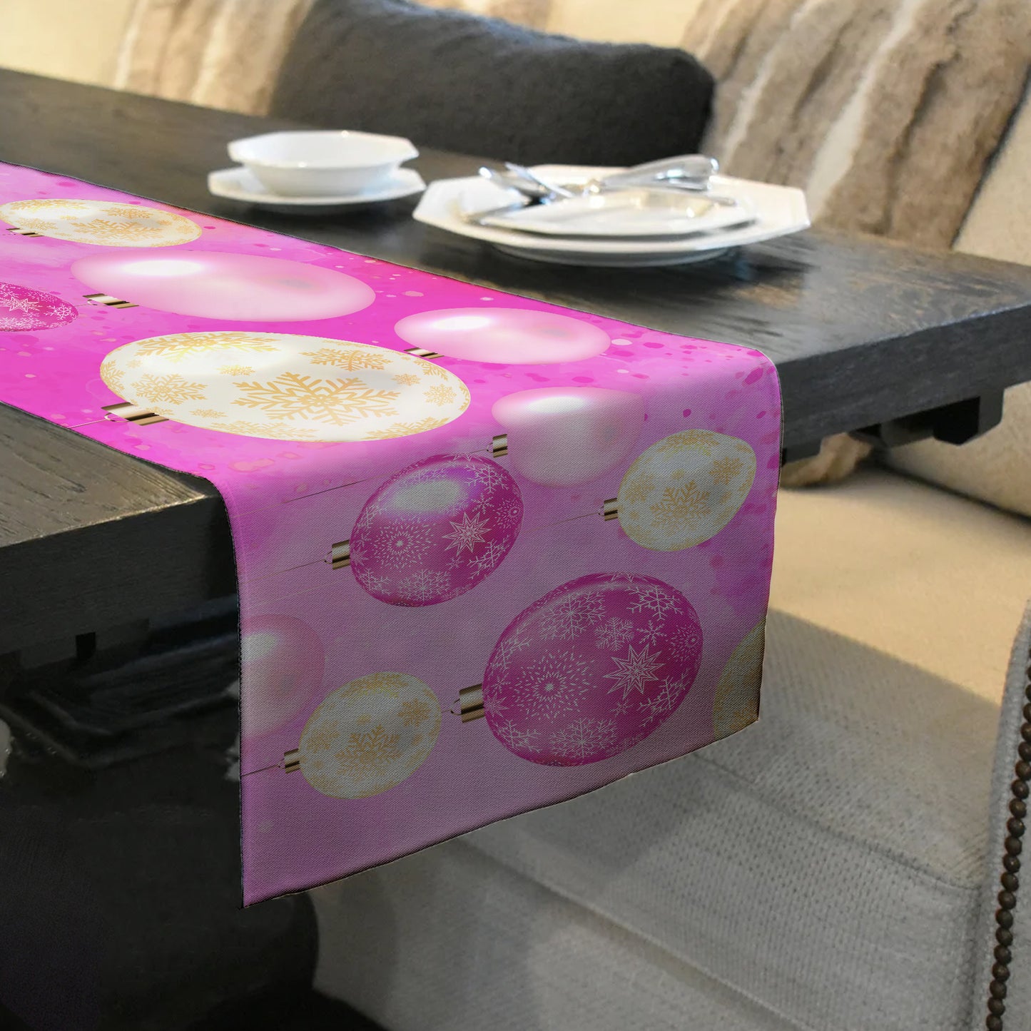 Pink Christmas Table Runner