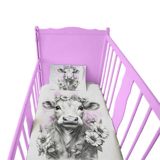 Pink Cow Calf Cot Duvet Set By Nathan Pieterse