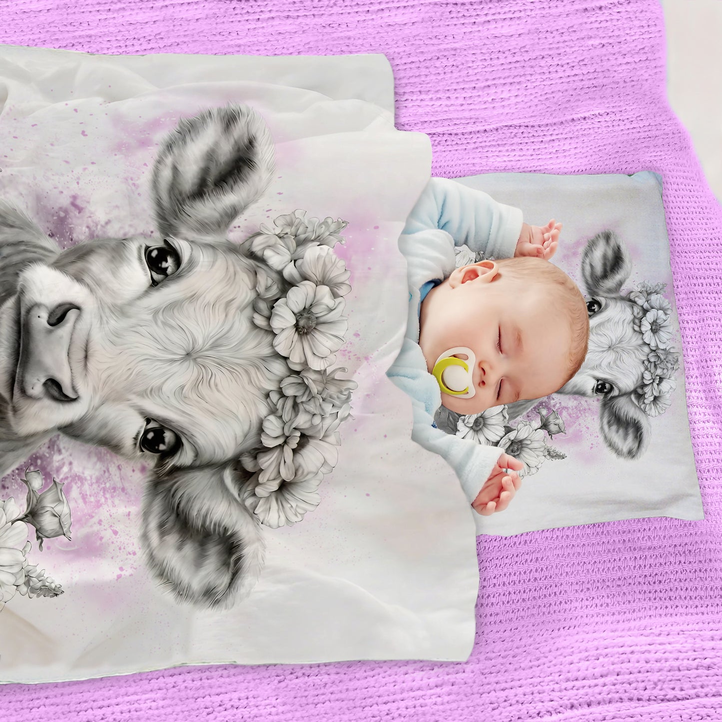 Pink Cow Calf Cot Duvet Set By Nathan Pieterse