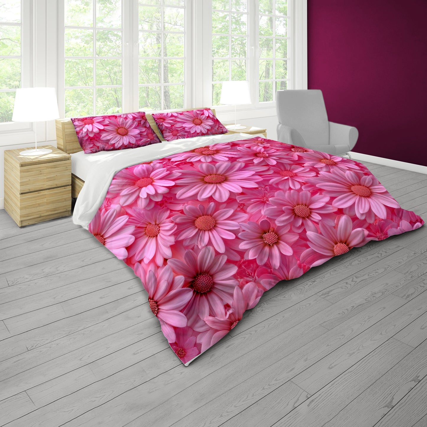 Pink Daisies Duvet Cover Set