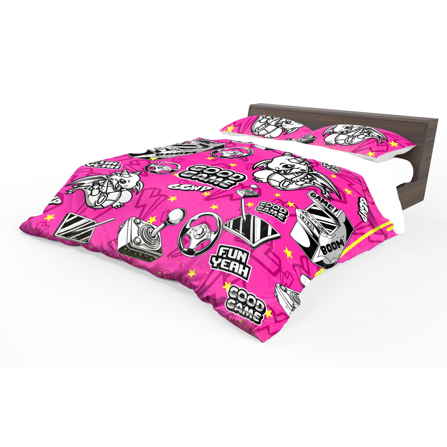 Pink Dragon Arcade Kids Duvet Cover Set