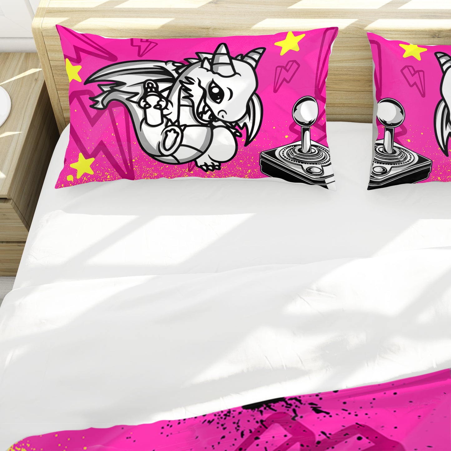 Pink Dragon Arcade Kids Duvet Cover Set