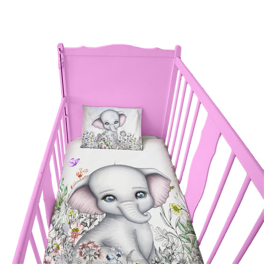 Pink Elephant Cot Duvet Set