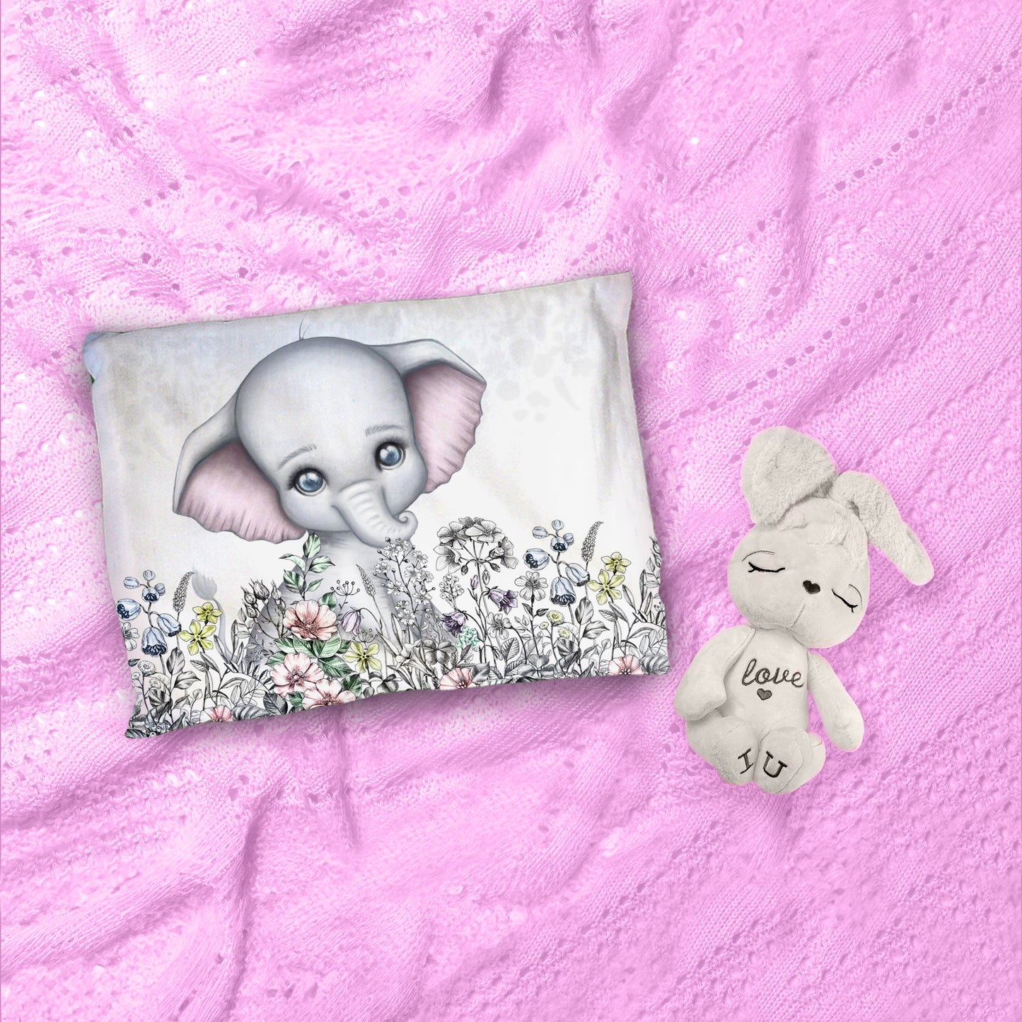 Pink Elephant Cot Duvet Set
