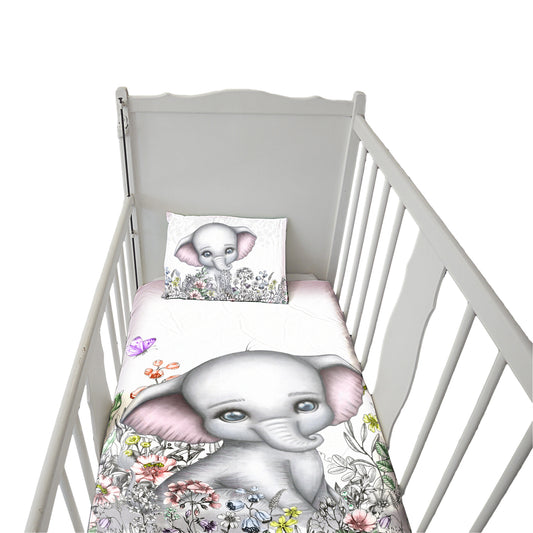 Pink Elephant Cot Duvet Set