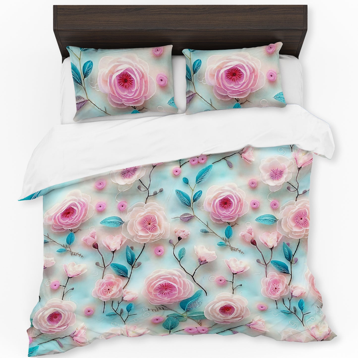 Pink Floral Flow Duvet Cover Set