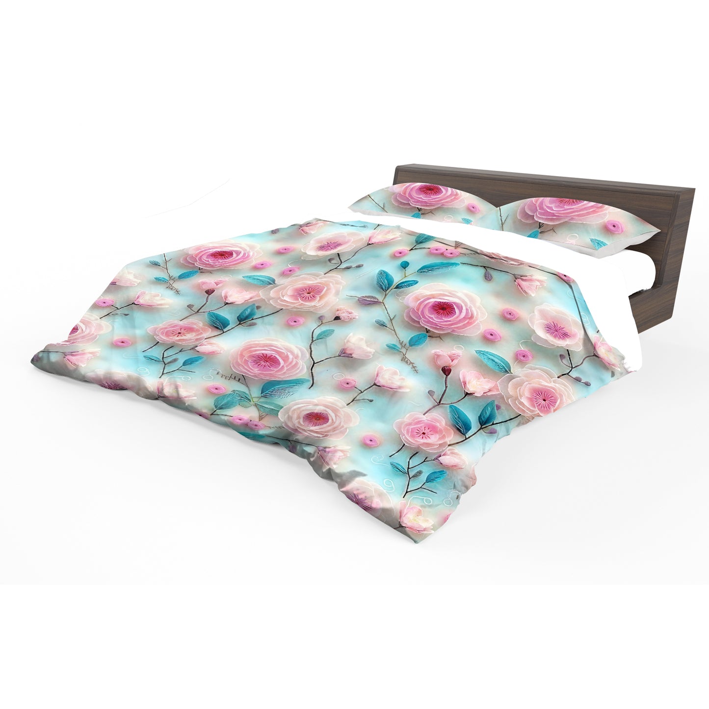 Pink Floral Flow Duvet Cover Set