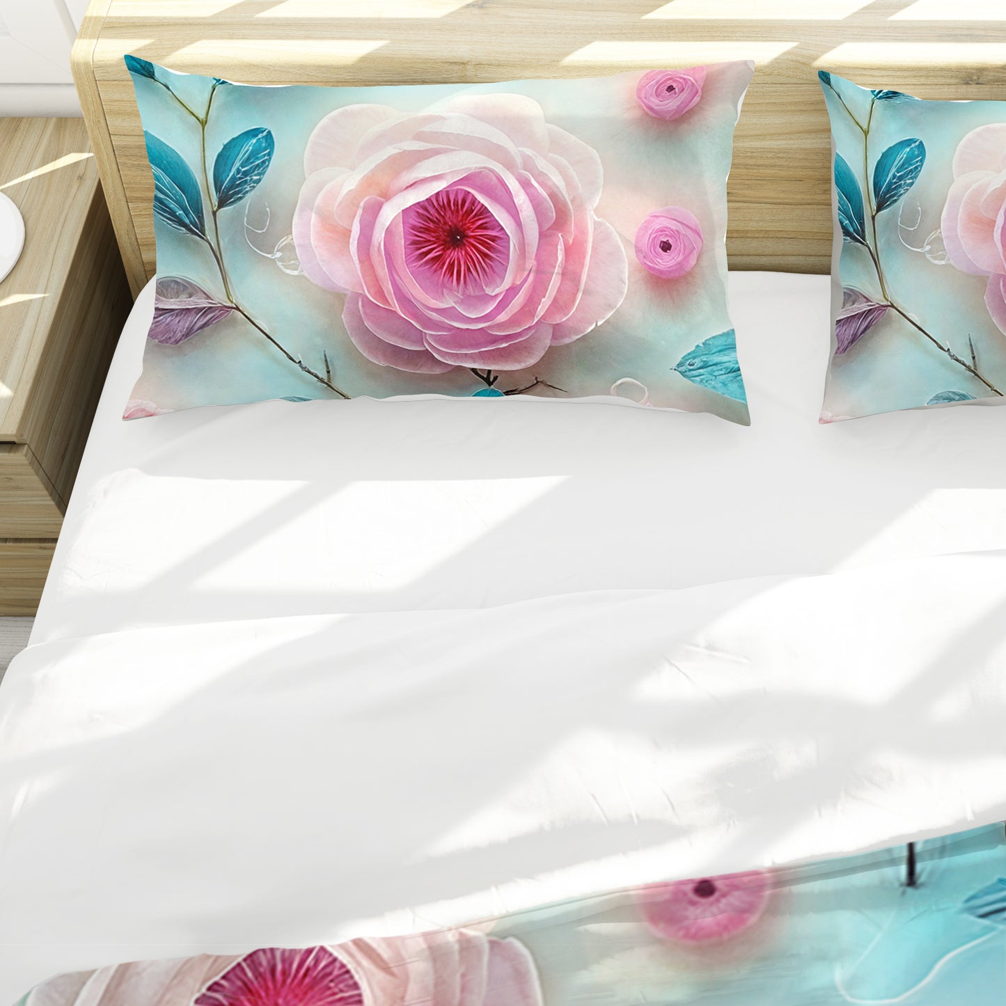 Pink Floral Flow Duvet Cover Set