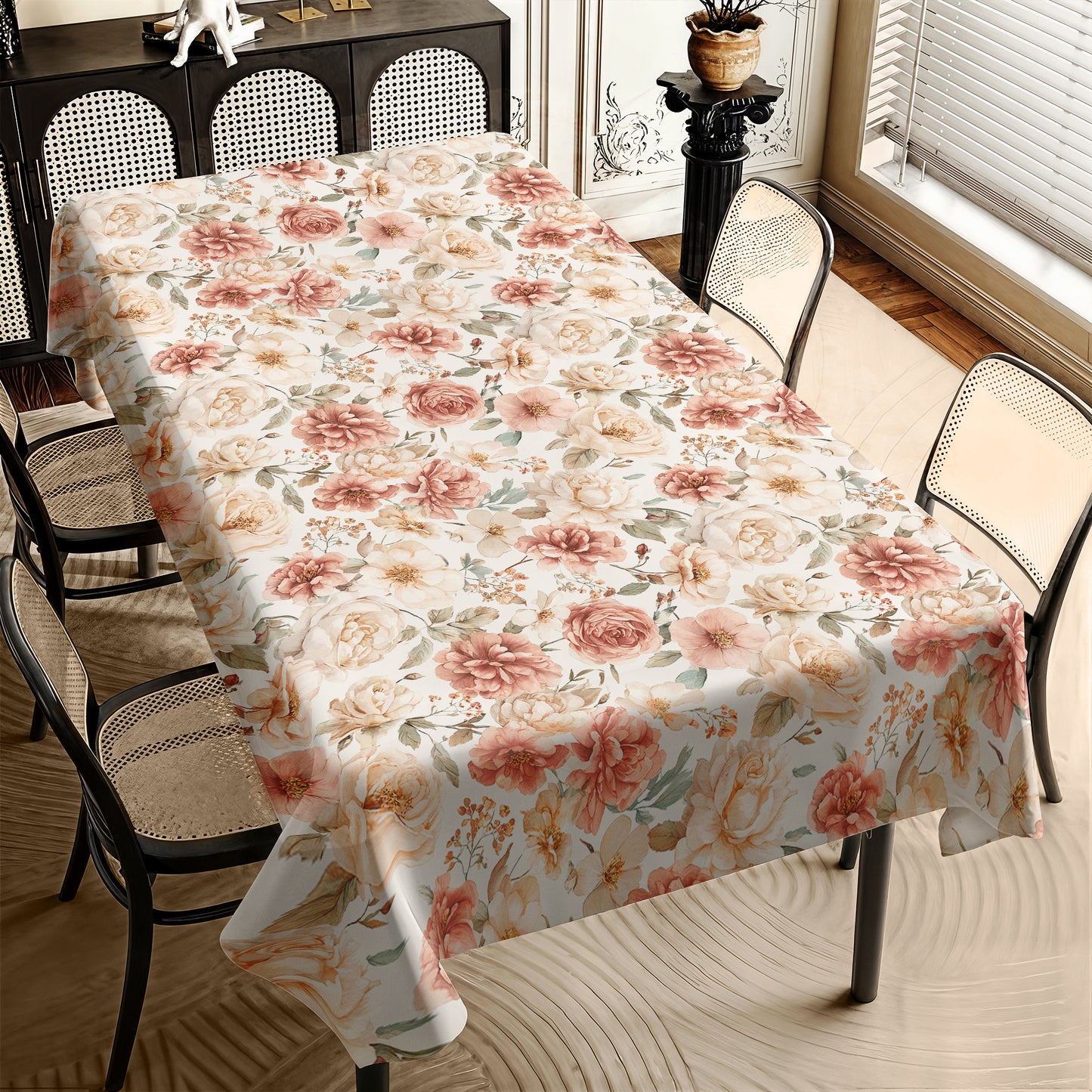 Pink Floral Rectangle Tablecloth by Mark van Vuuren