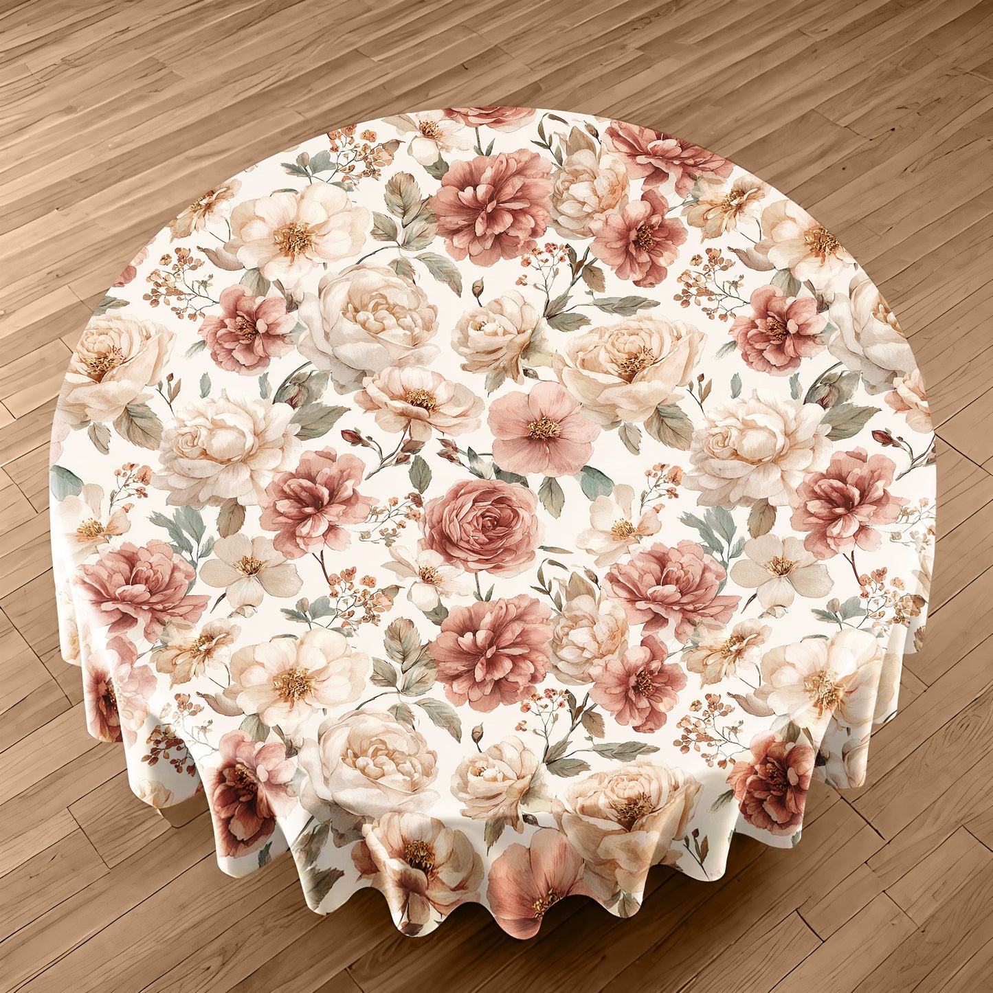 Pink Floral Round Tablecloth by Mark van Vuuren